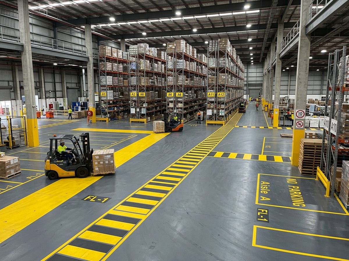 Solid colour epoxy warehouse floor